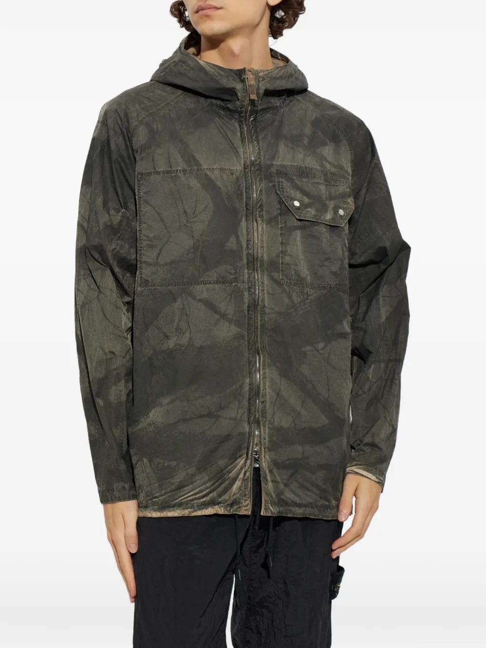 Stone Island 1200038 Reps-TC shirtjack met camouflageprint en gekreukt effect Grijs