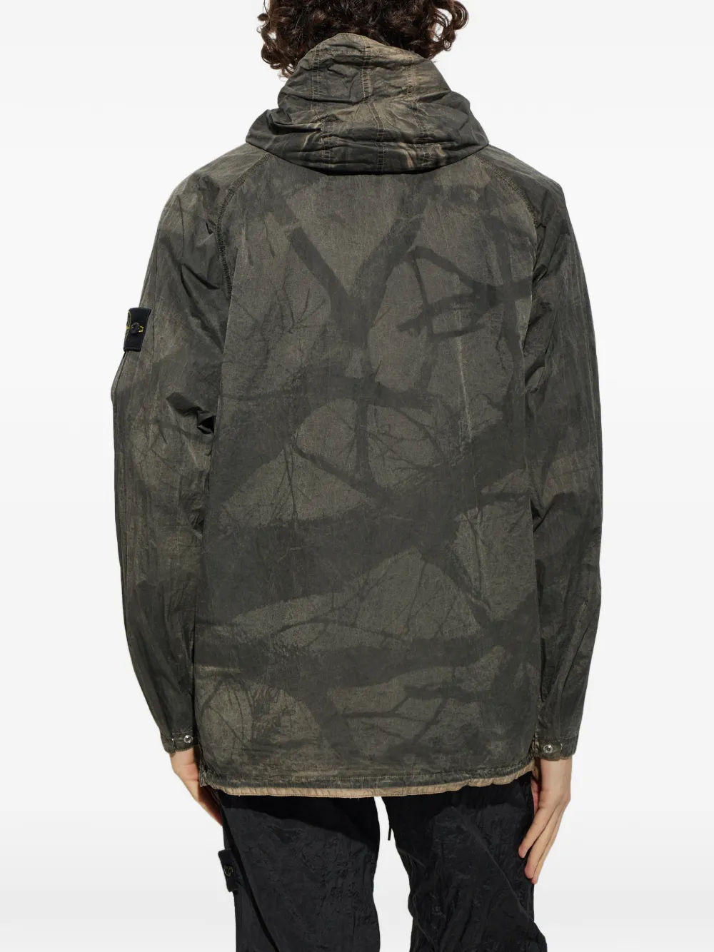 Stone Island 1200038 Reps-TC shirtjack met camouflageprint en gekreukt effect Grijs