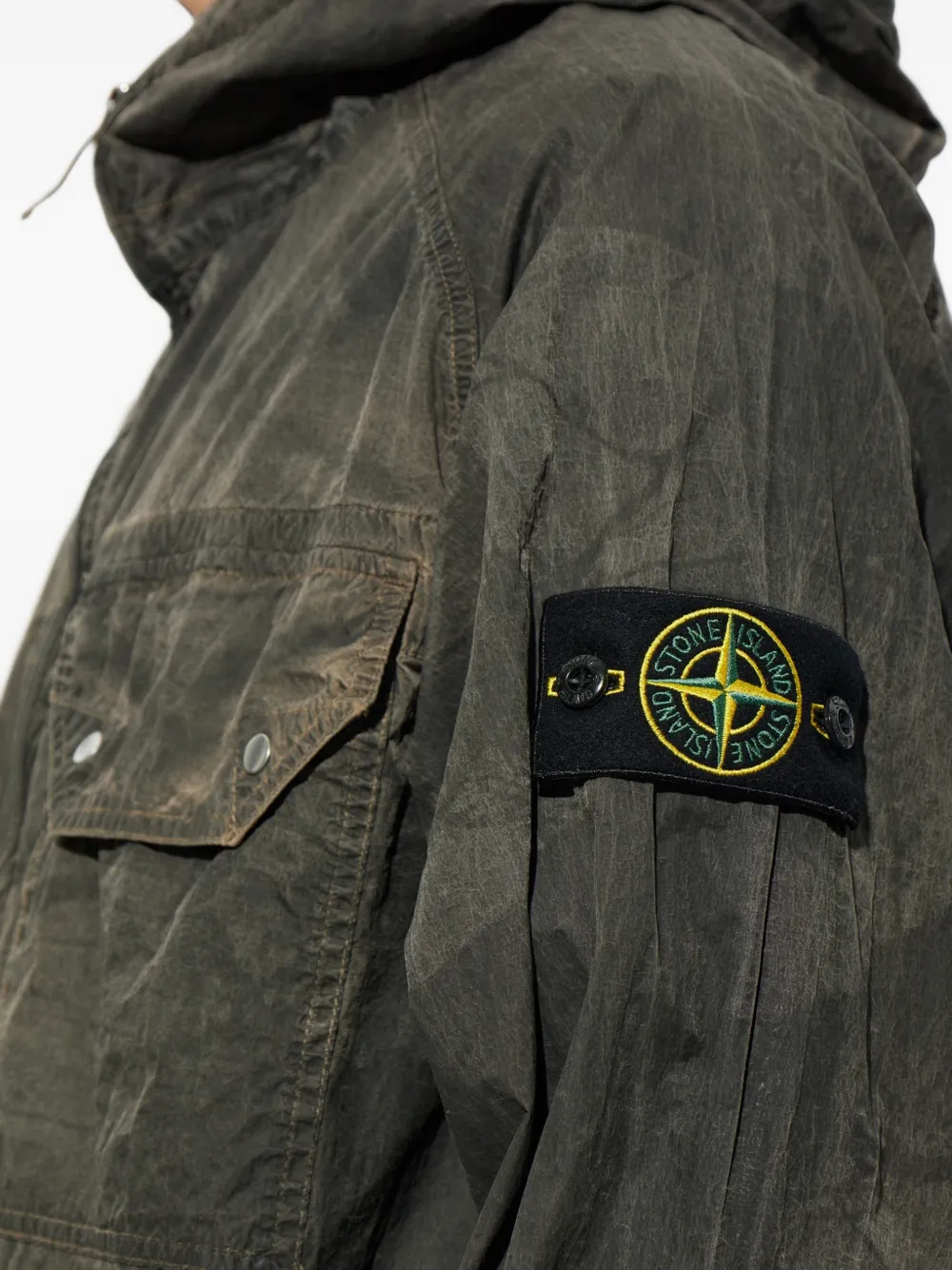 Stone Island 1200038 Reps-TC shirtjack met camouflageprint en gekreukt effect Grijs