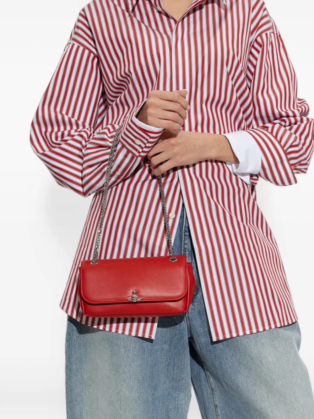 Vivienne Westwood orb-plaque chain-link shoulder bag Rood
