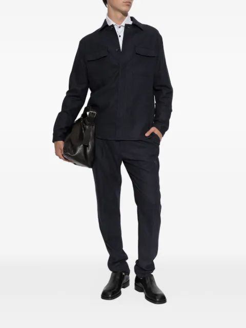 Eleventy flap-pocket wool-blend trousers and shirt jacket set