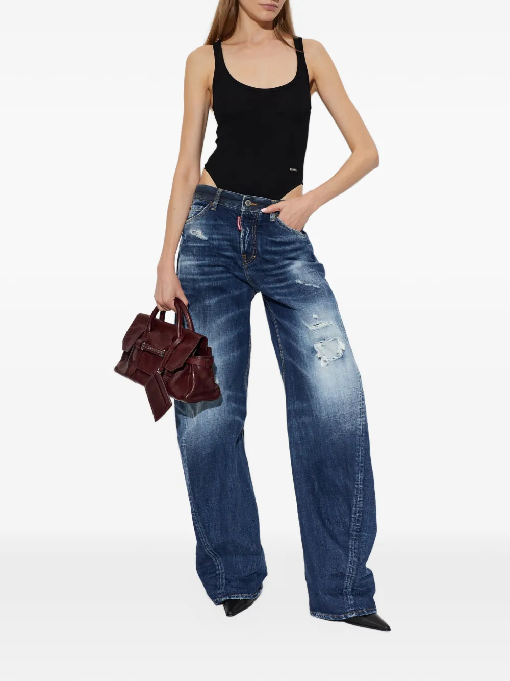 DSQUARED2 loose Twst distressed-effect jeans Blauw