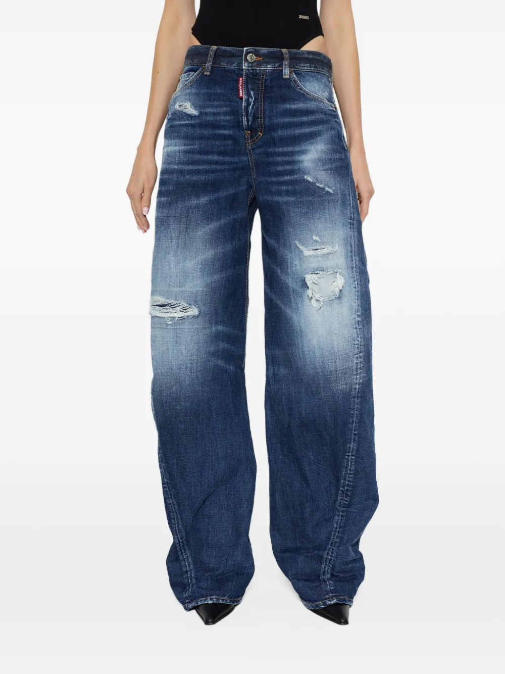 DSQUARED2 loose Twst distressed-effect jeans Blauw