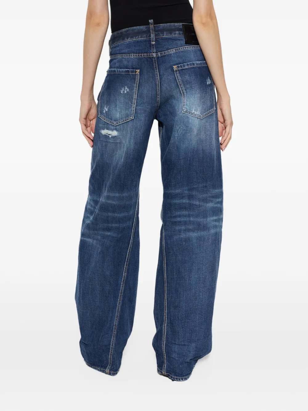 DSQUARED2 loose Twst distressed-effect jeans Blauw