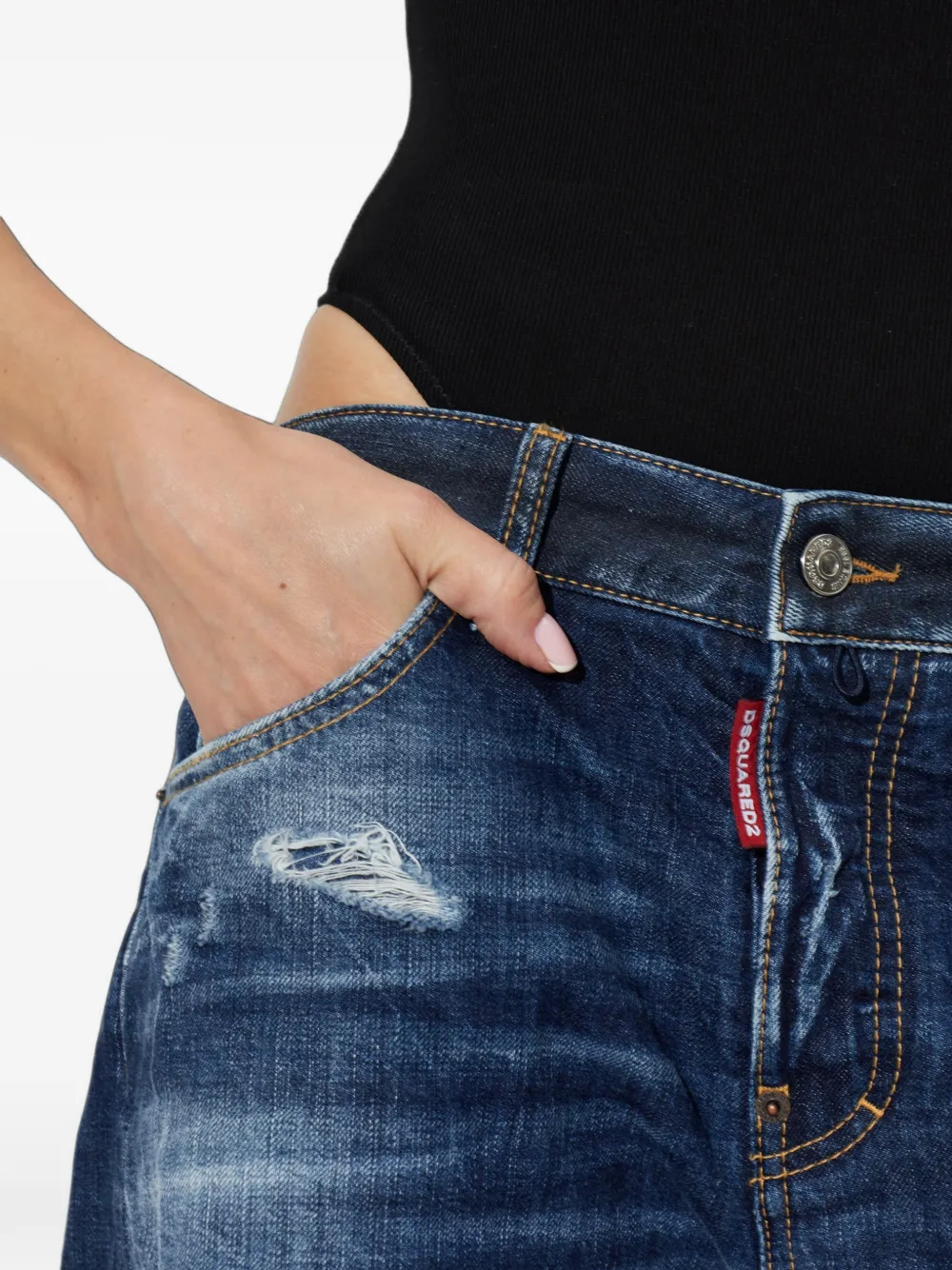 DSQUARED2 loose Twst distressed-effect jeans Blauw