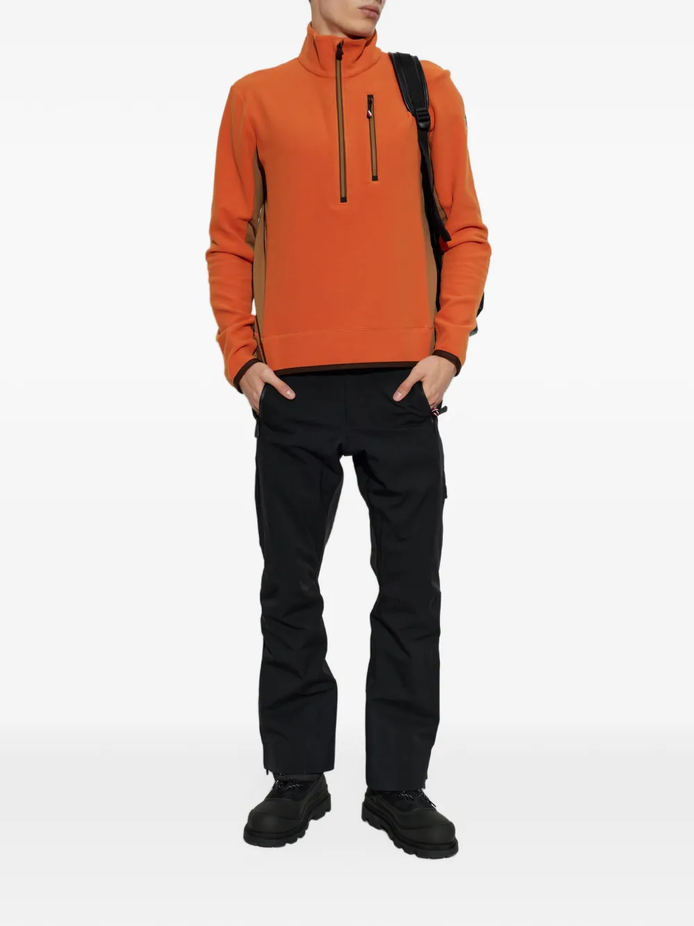Moncler Grenoble half-zip panelled sweater Oranje
