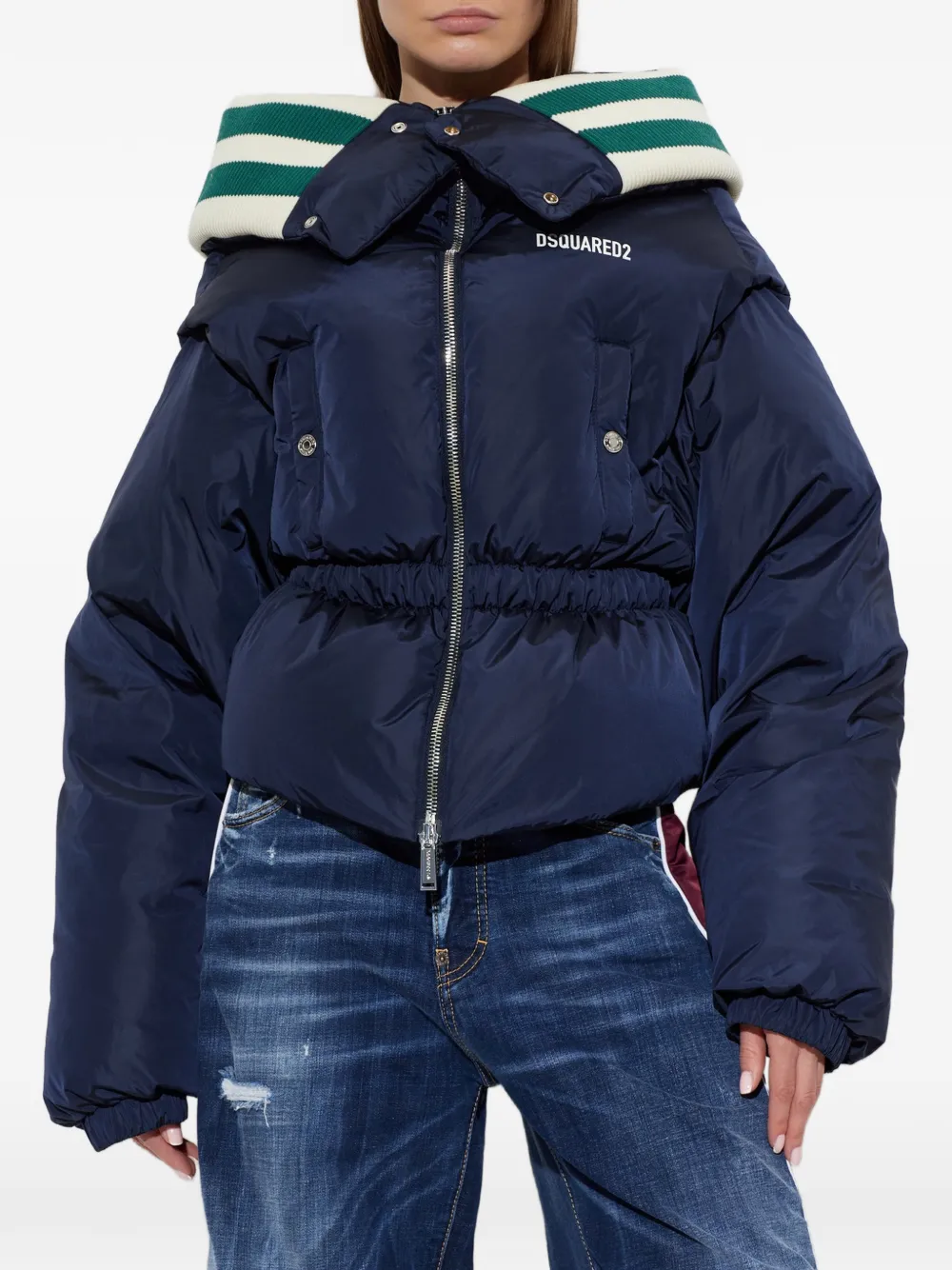 DSQUARED2 skiers dropped collar down jacket Blauw