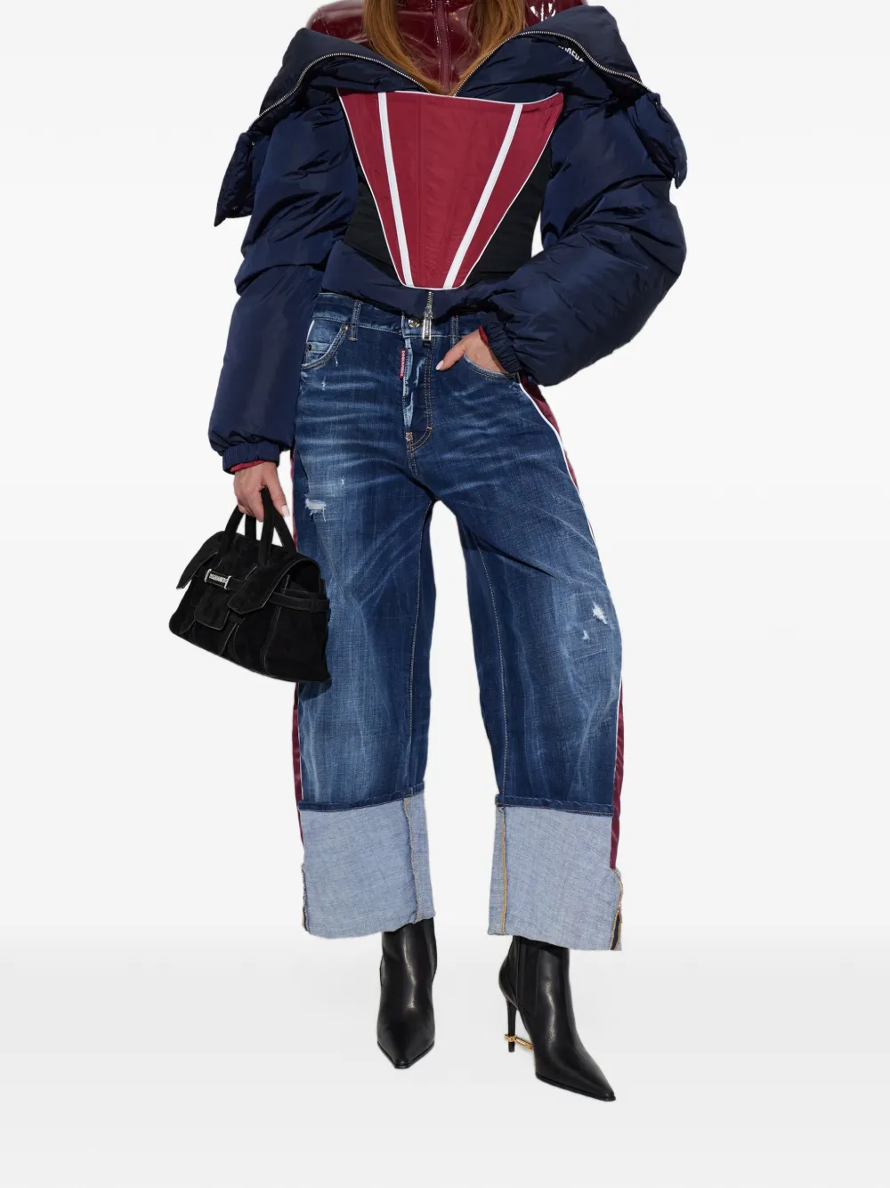 DSQUARED2 skiers dropped collar down jacket Blauw