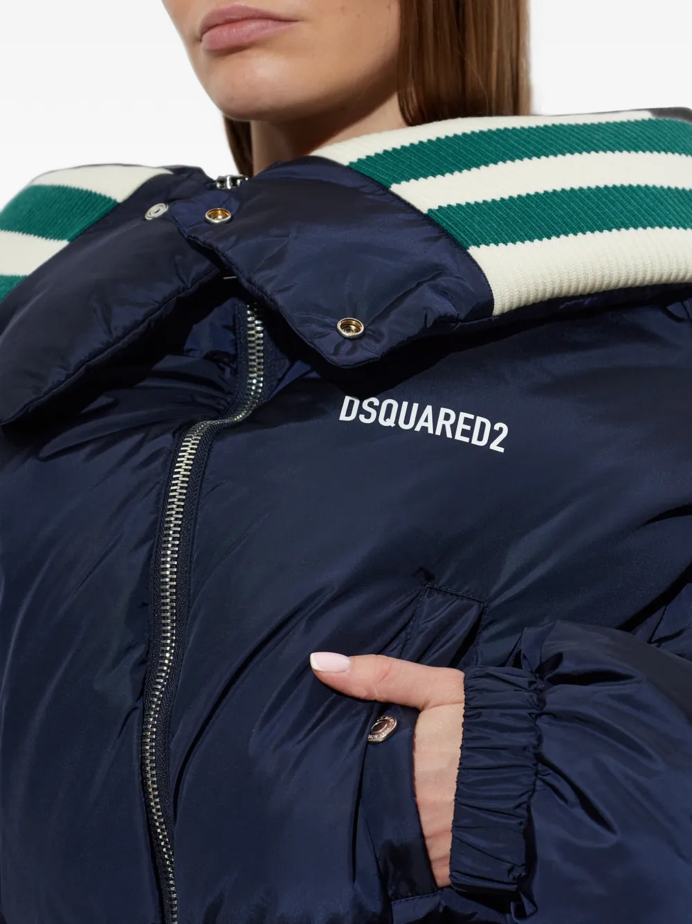 DSQUARED2 skiers dropped collar down jacket Blauw