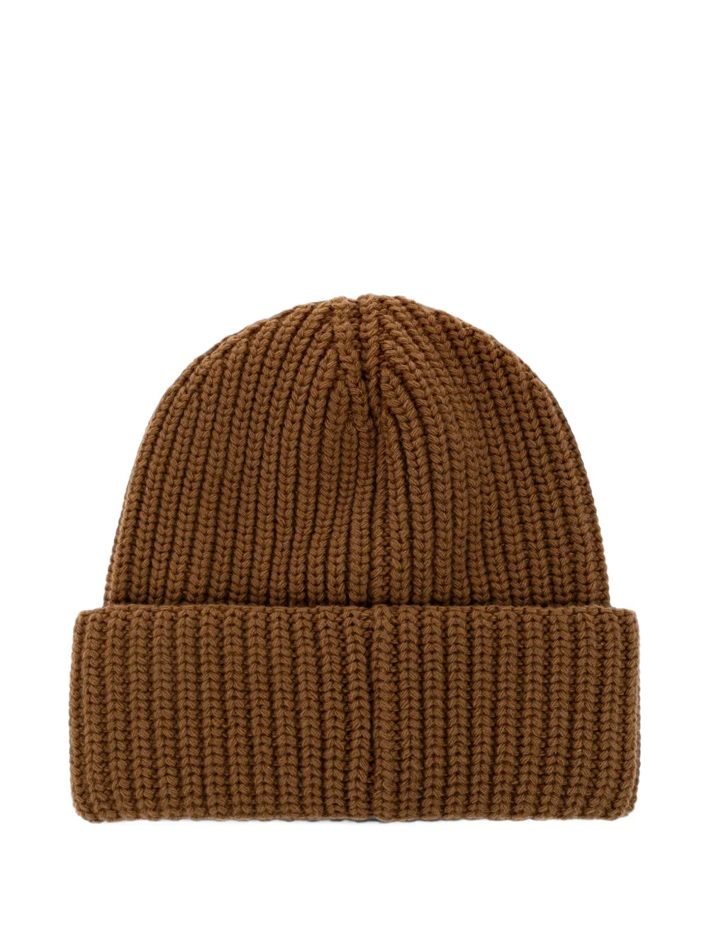Moncler Ribgebreide muts met logopatch Bruin