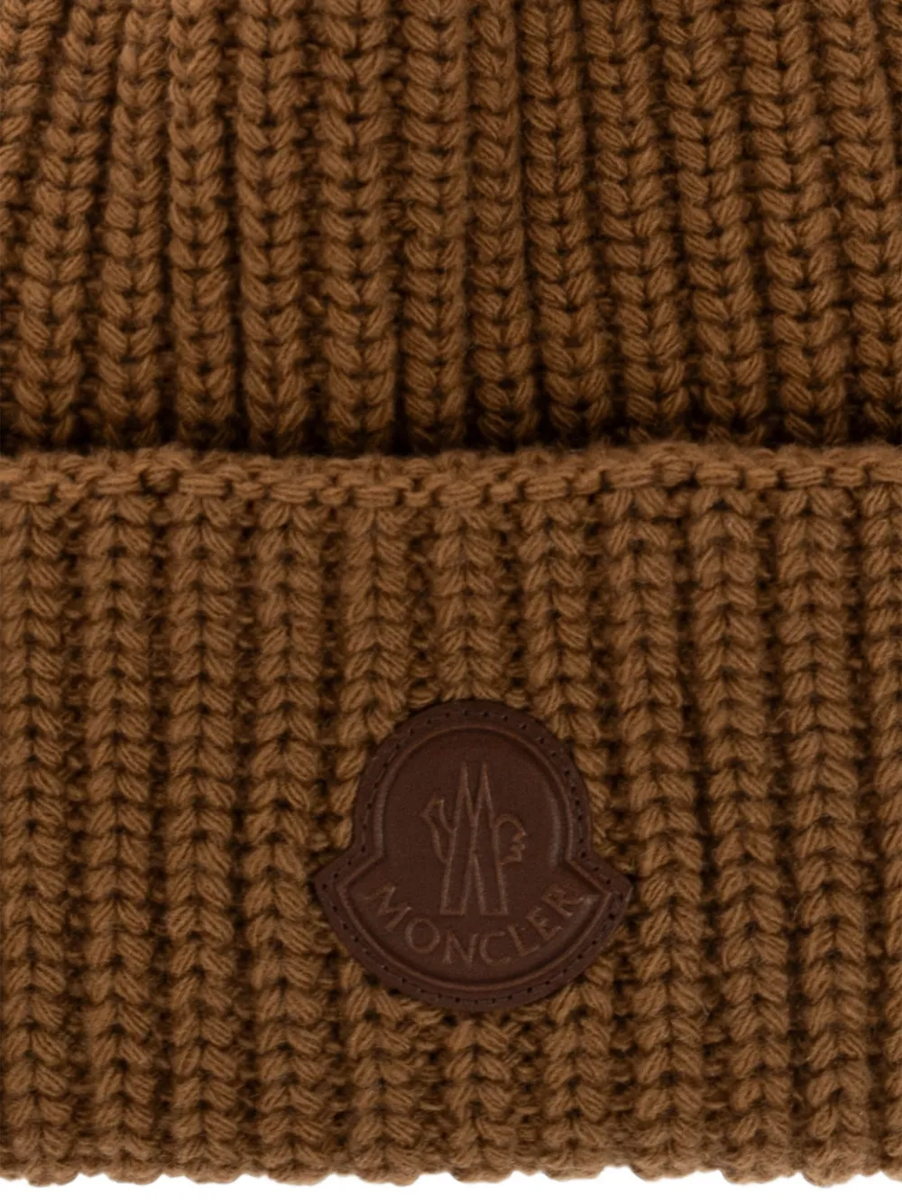 Moncler Ribgebreide muts met logopatch Bruin