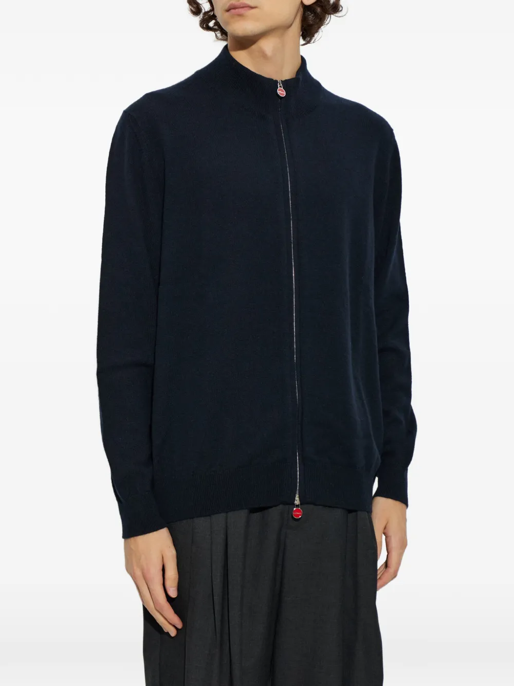 Kiton zip-up cashmere sweatshirt Blauw