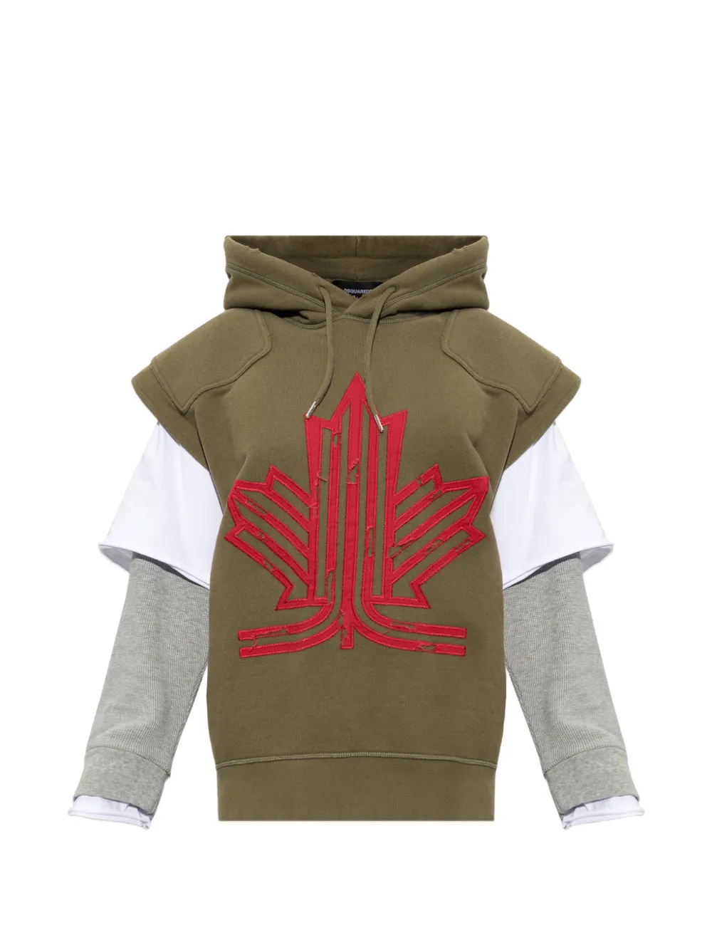 DSQUARED2 maple-leaf appliqué hoodie - Grün