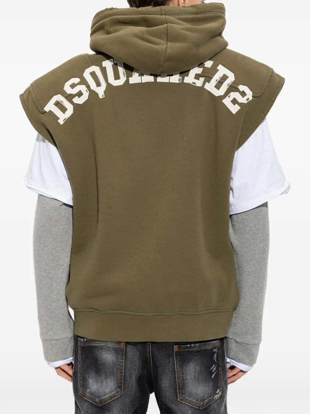 DSQUARED2 maple-leaf appliqué hoodie Groen