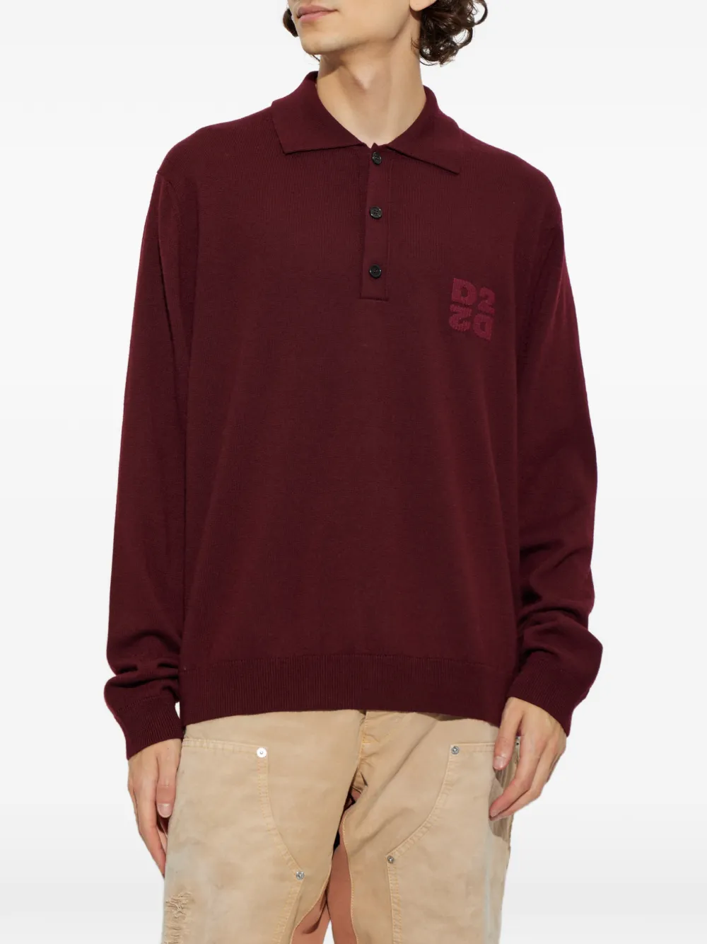 DSQUARED2 logo-embroidered wool sweater Rood