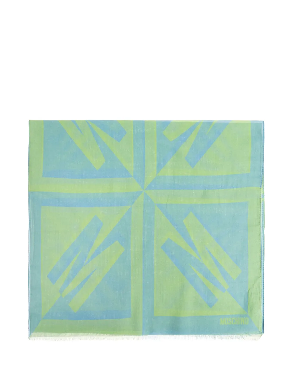 Moschino logo-print frayed scarf - Grün