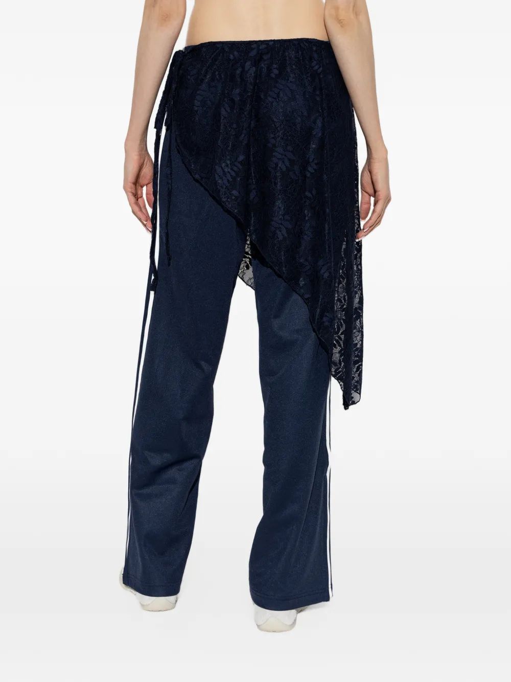 adidas 2in1 Firebird loose track pants with lace mini skirt Blauw