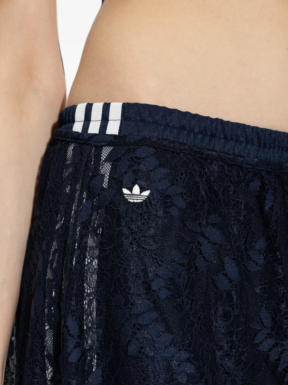 adidas 2in1 Firebird loose track pants with lace mini skirt Blauw