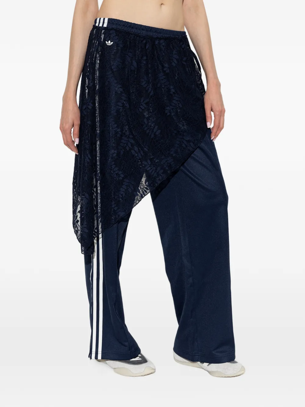 adidas 2in1 Firebird loose track pants with lace mini skirt Blauw