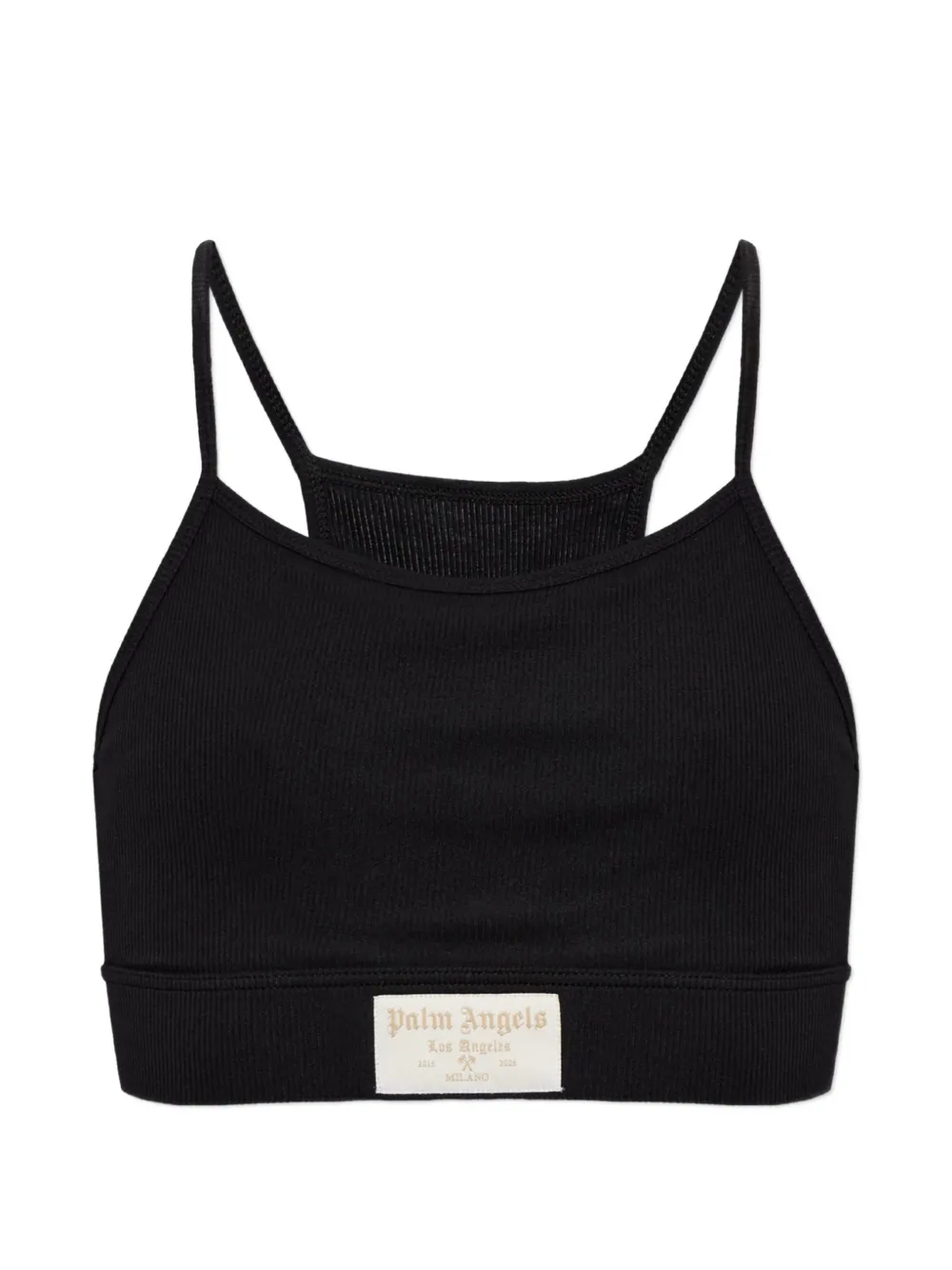 Palm Angels Reggiseno a coste con logo - Nero
