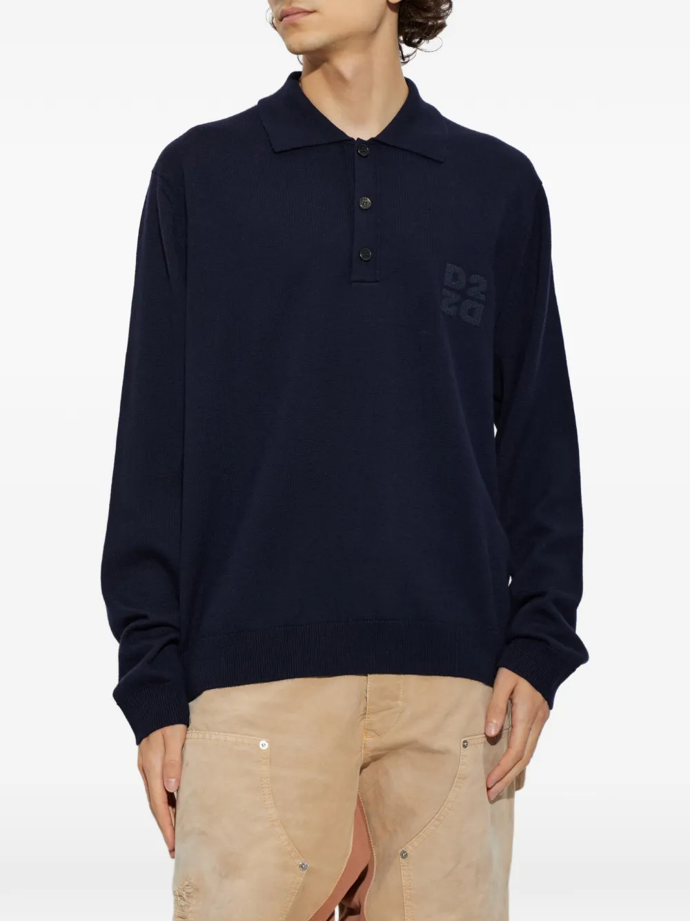 DSQUARED2 logo-embroidered wool sweater Blauw