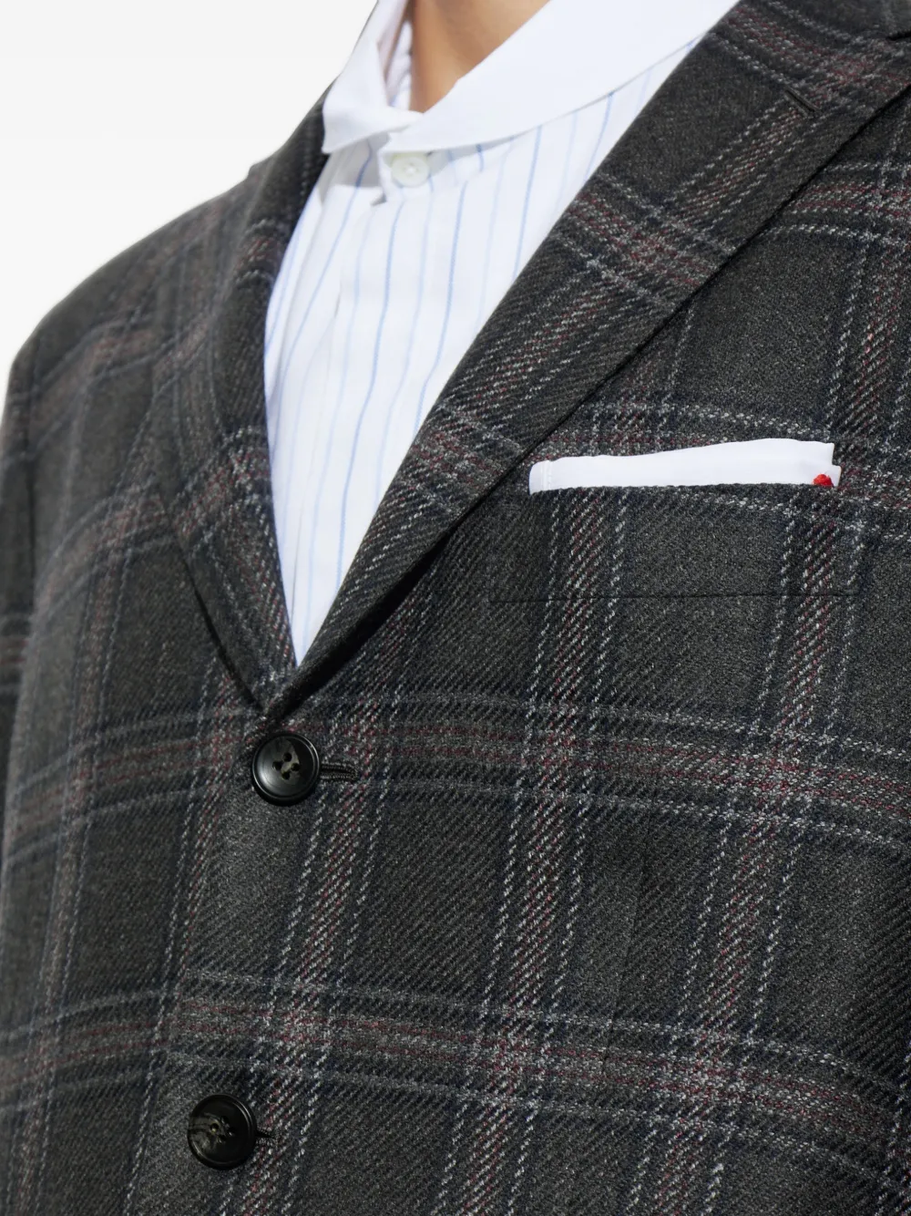 Kiton check-pattern blazer Grijs