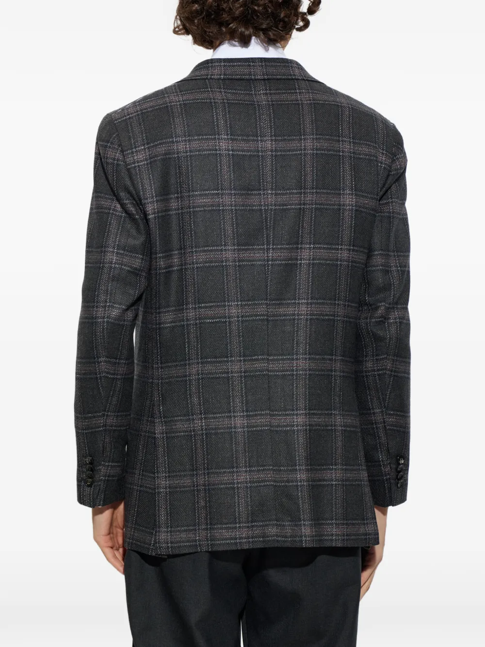 Kiton check-pattern blazer Grijs