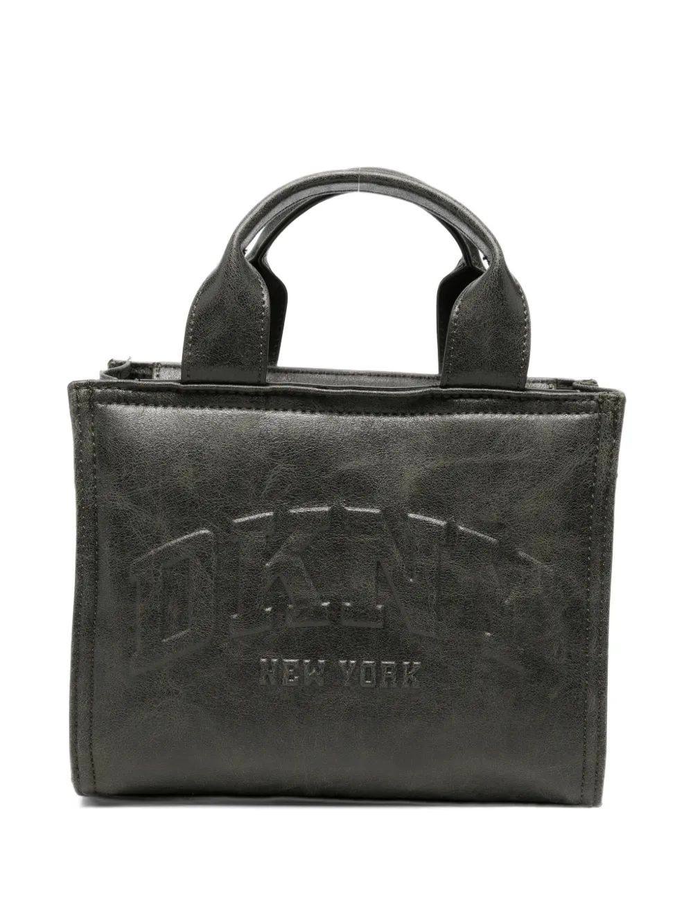 DKNY logo-embossed metallic tote bag Grijs