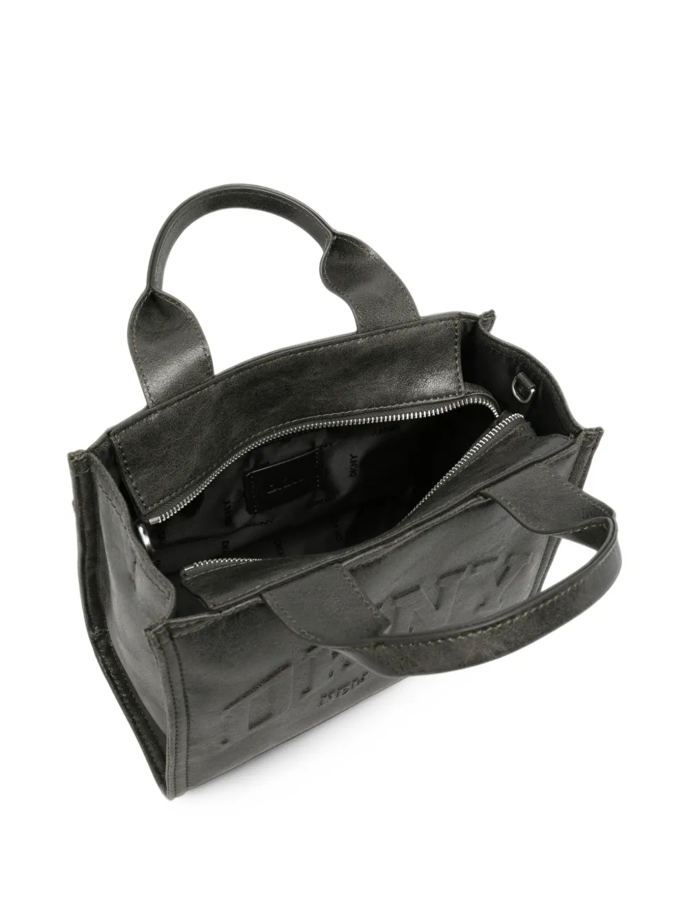 DKNY logo-embossed metallic tote bag Grijs