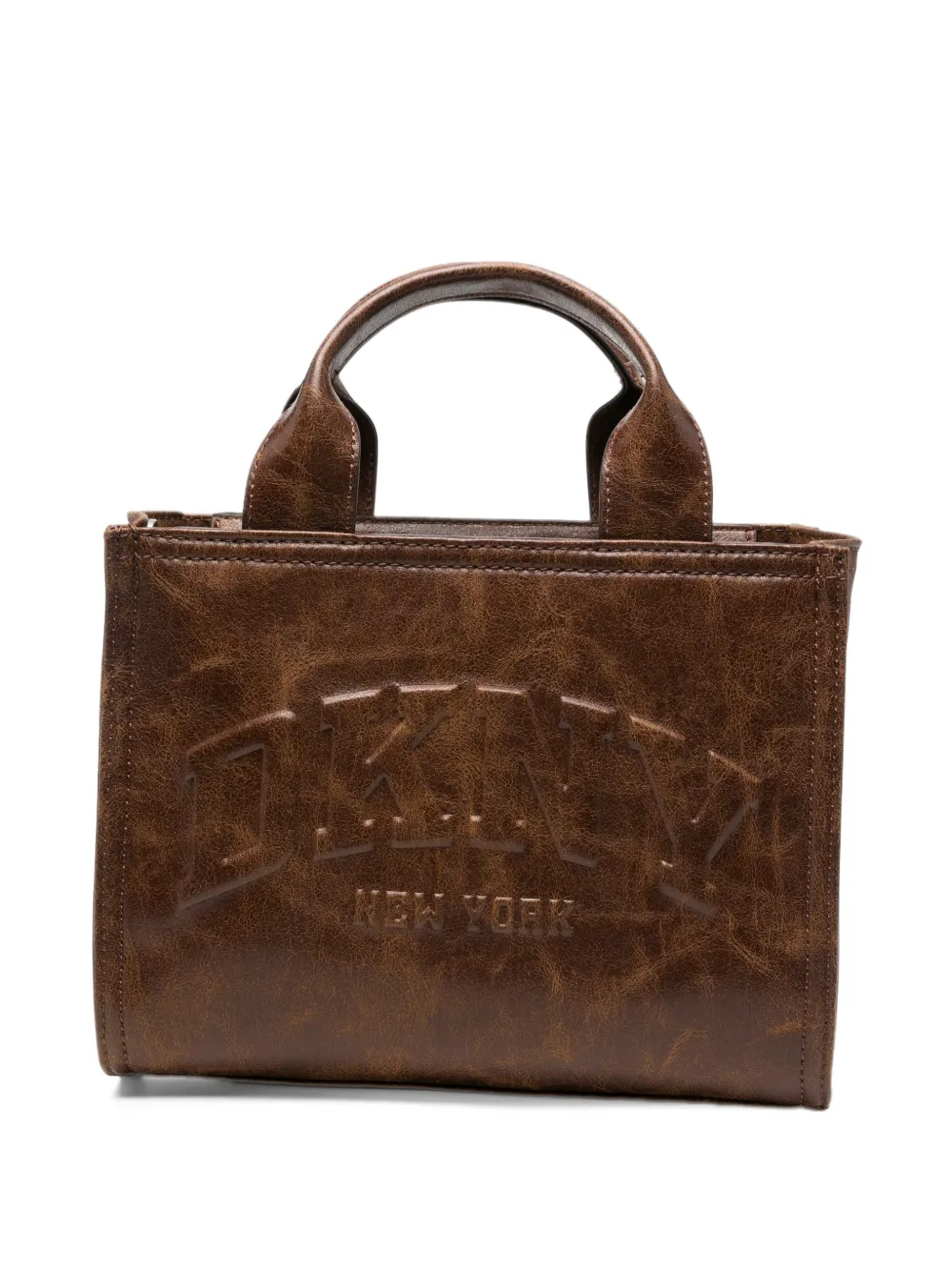 DKNY embossed-logo leather tote bag - Braun