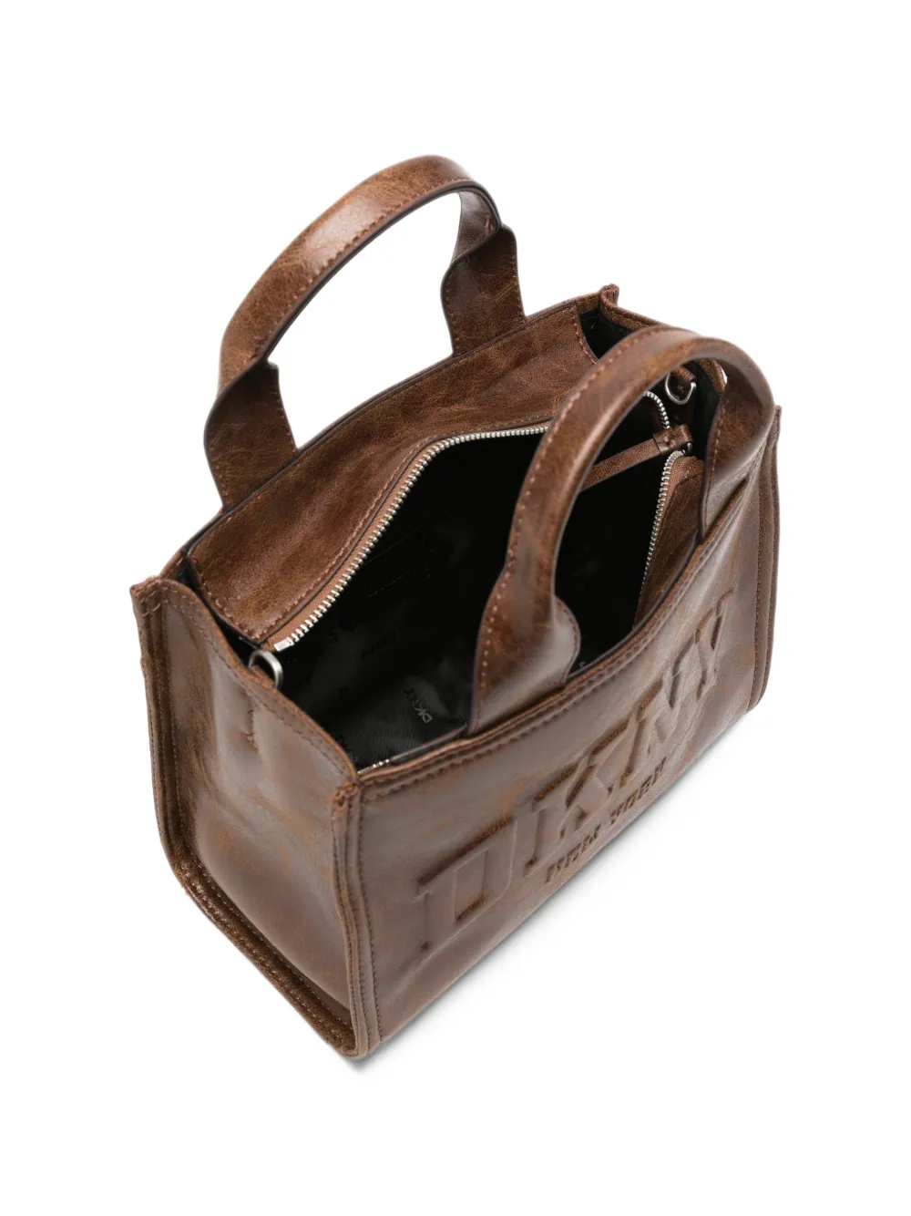 DKNY embossed-logo leather tote bag Bruin