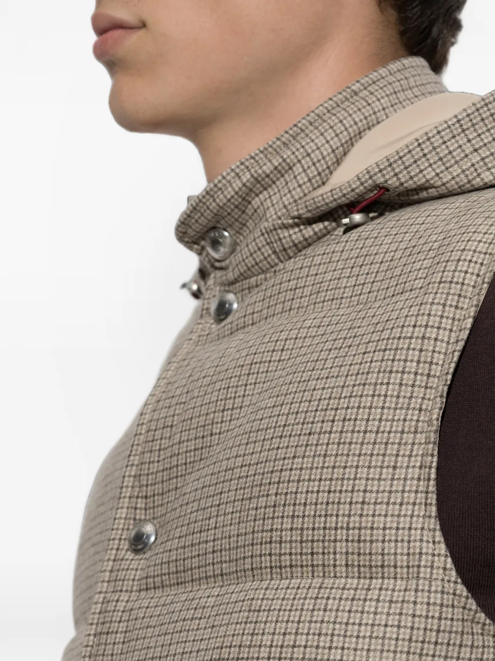 Eleventy check padded gilet Beige