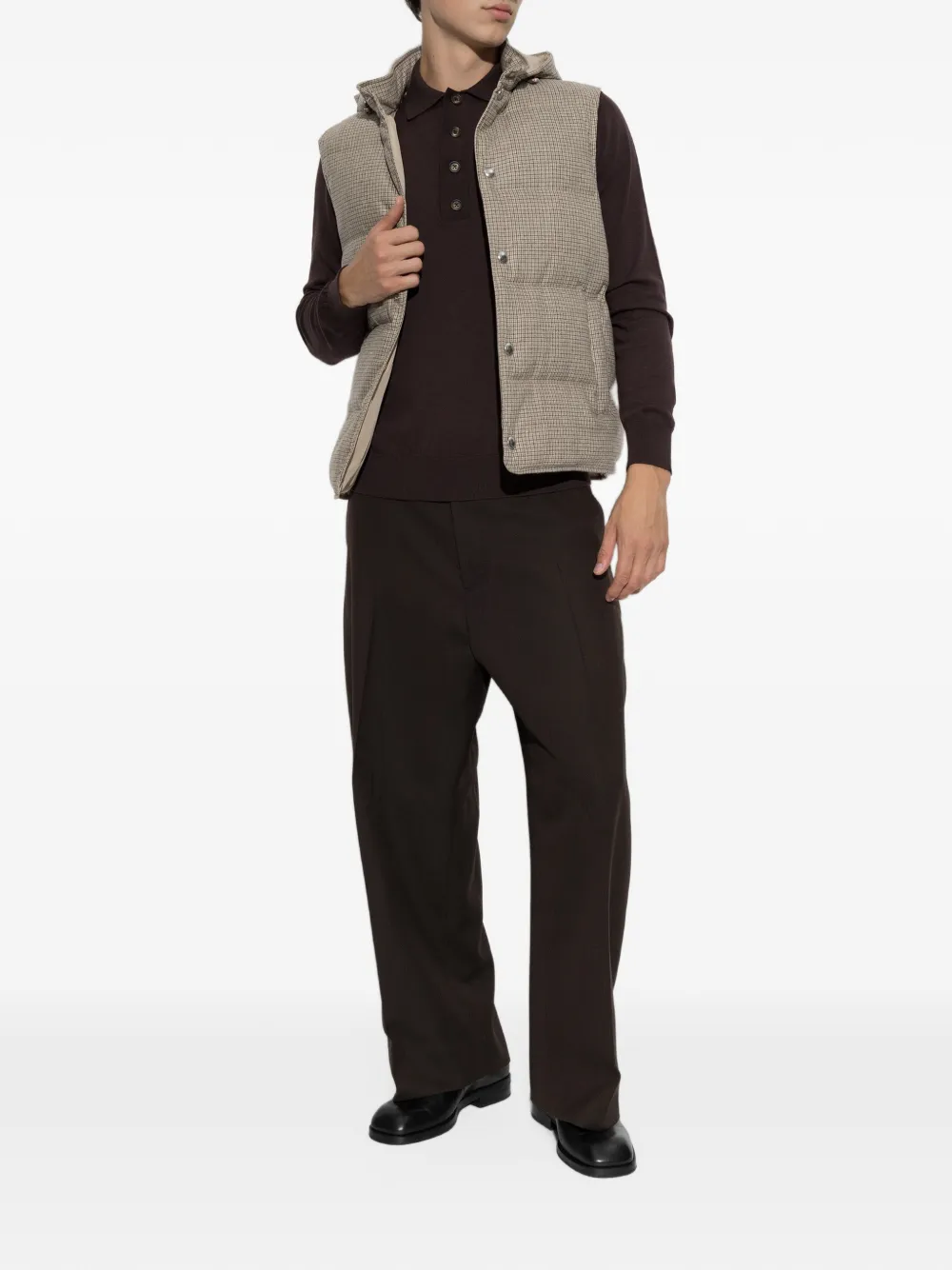 Eleventy check padded gilet Beige