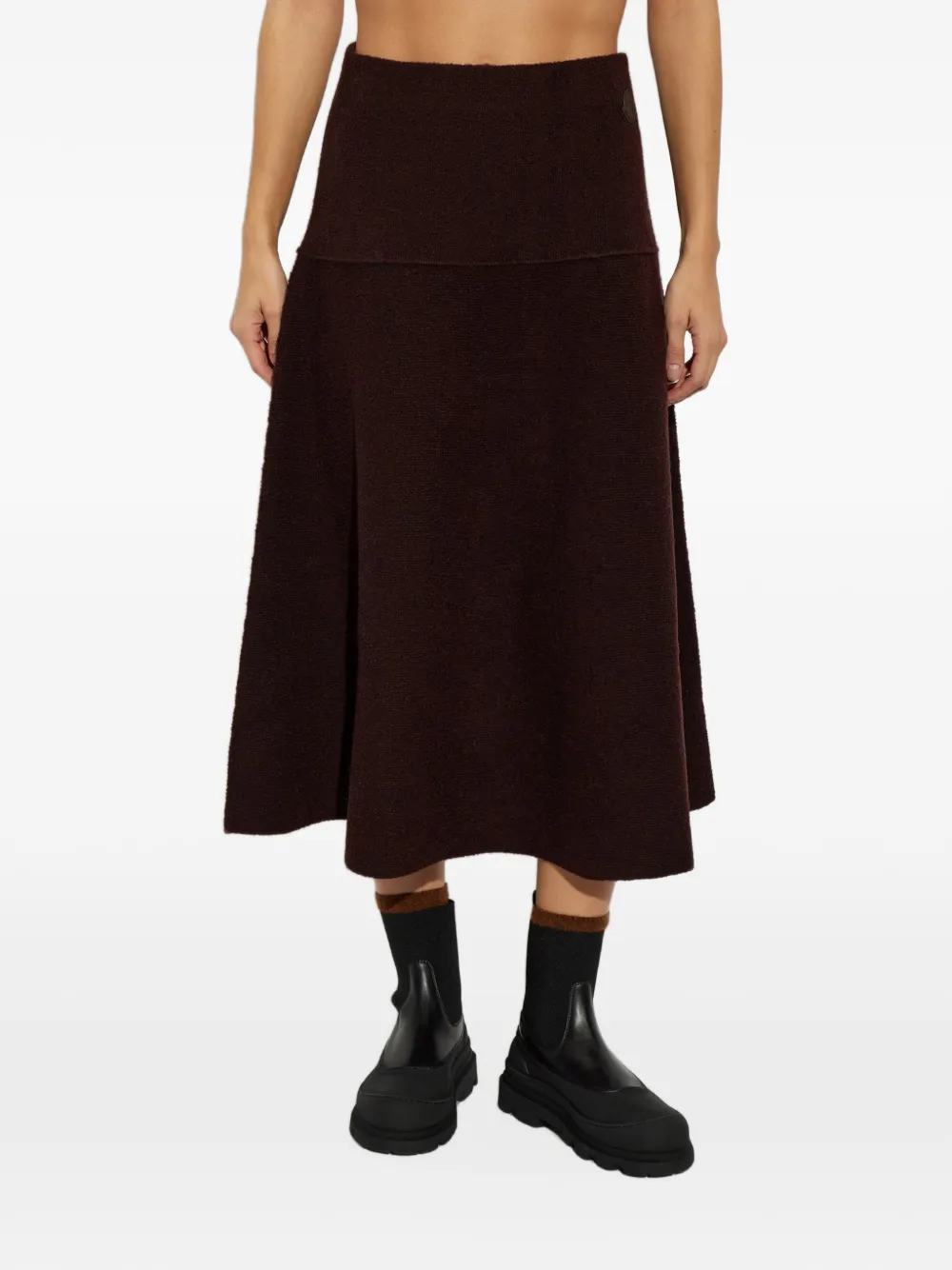 Moncler logo-patch flared midi skirt Bruin