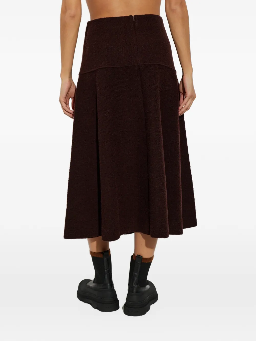 Moncler logo-patch flared midi skirt Bruin