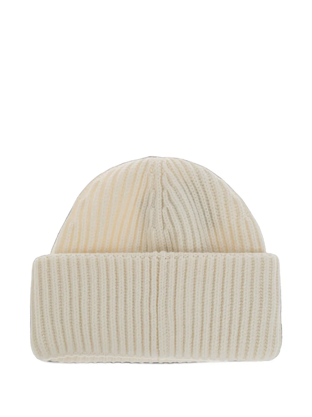 Canada Goose logo-patch ribbed-knit beanie hat Beige