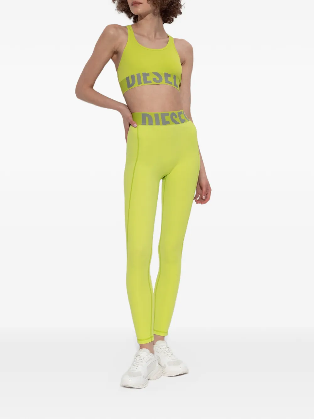 Diesel logo-underband racerback bra Groen
