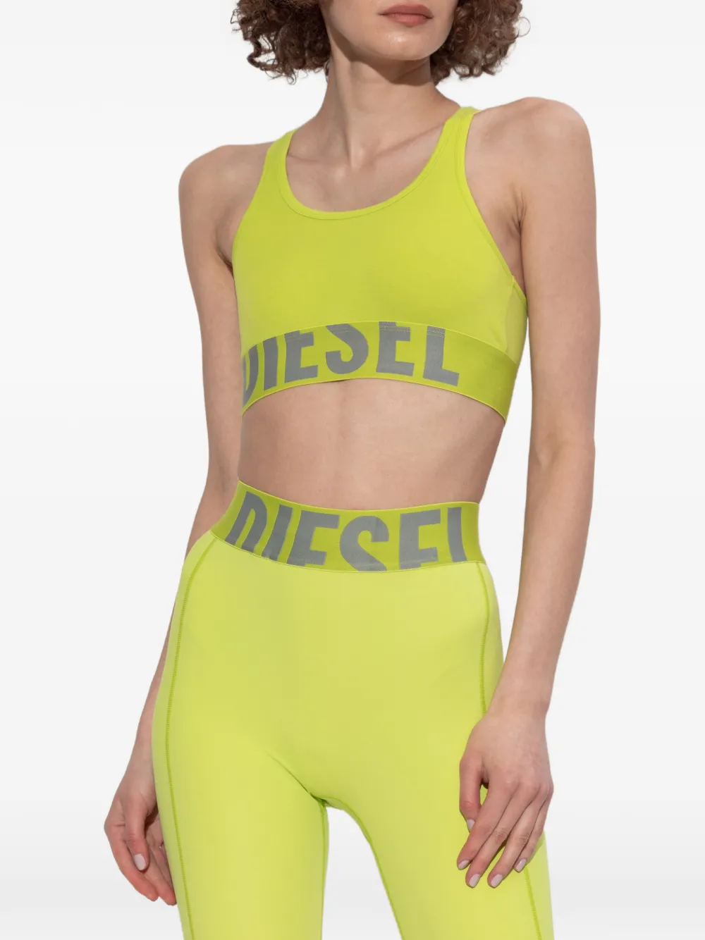 Diesel logo-underband racerback bra Groen
