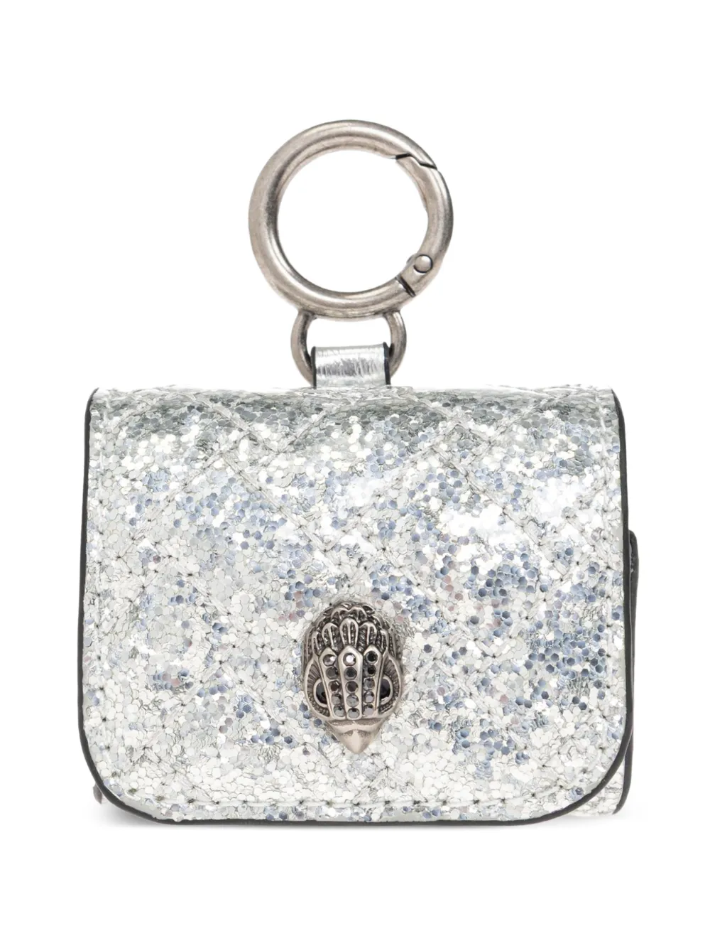 Kurt Geiger London Custodia per AirPods trapuntata con glitter - Argento