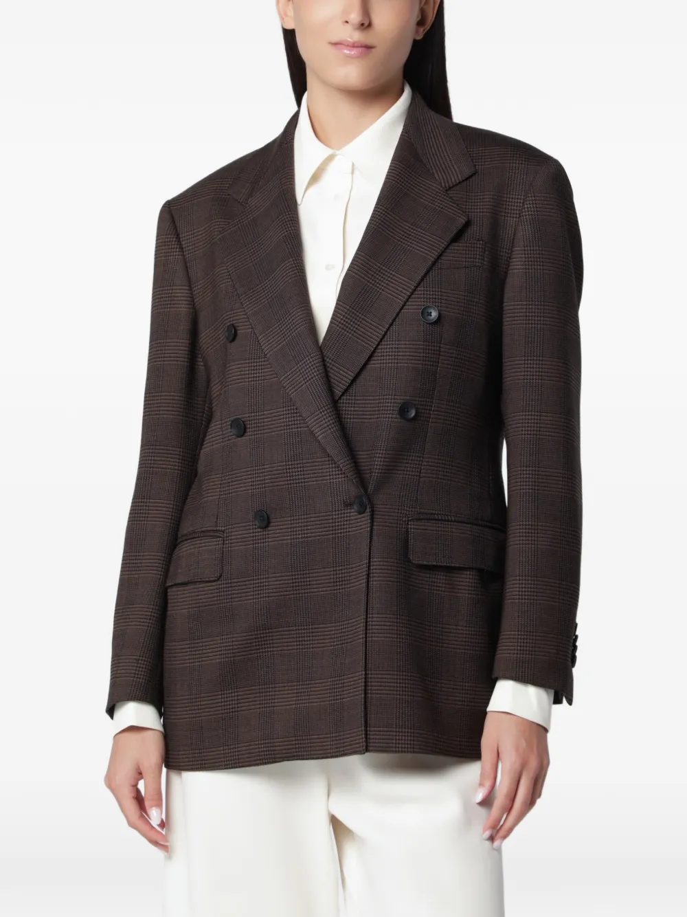 Tagliatore check double-breasted blazer - Brown