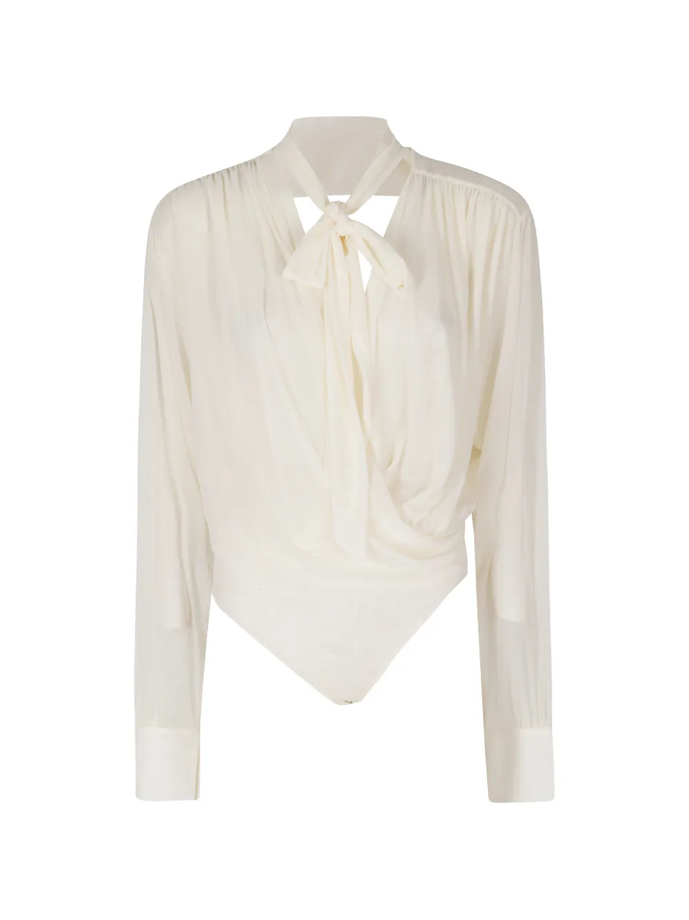 Amazuìn Keila Sheer pussy-bow bodysuit - Bianco
