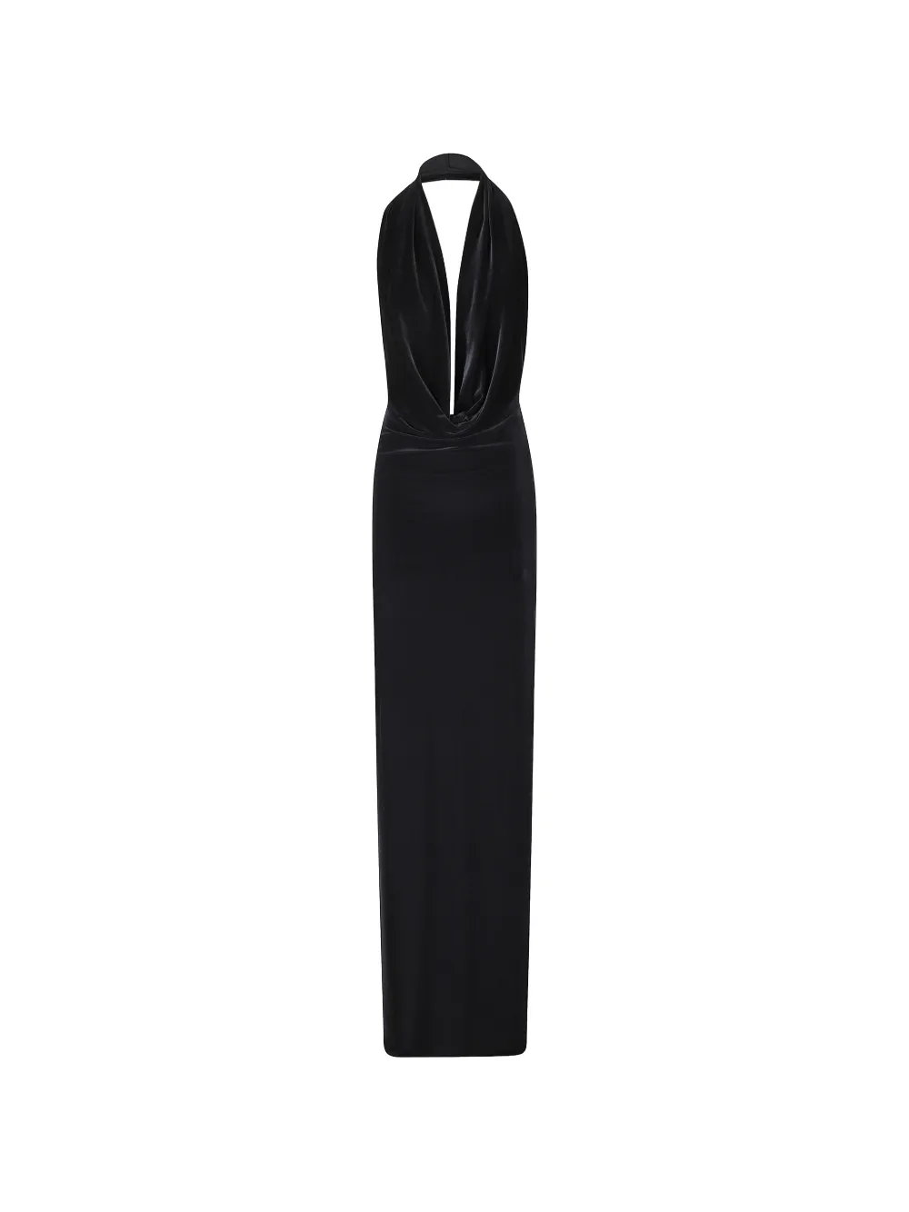 Amazuìn Venus Velvet halterneck maxi dress Zwart