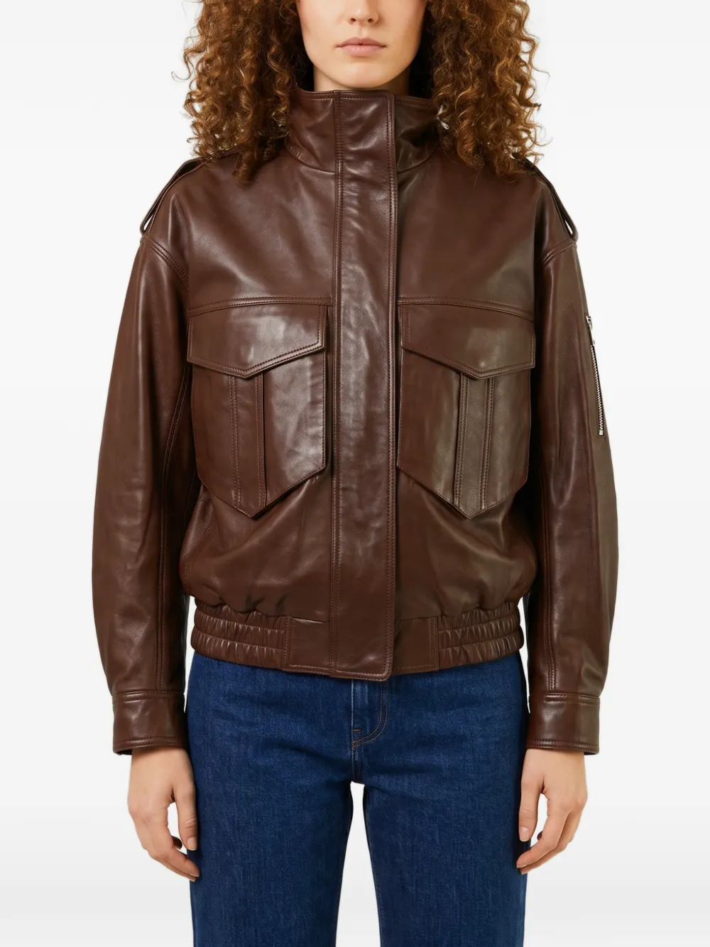 The Frankie Shop leather bomber jacket - Braun
