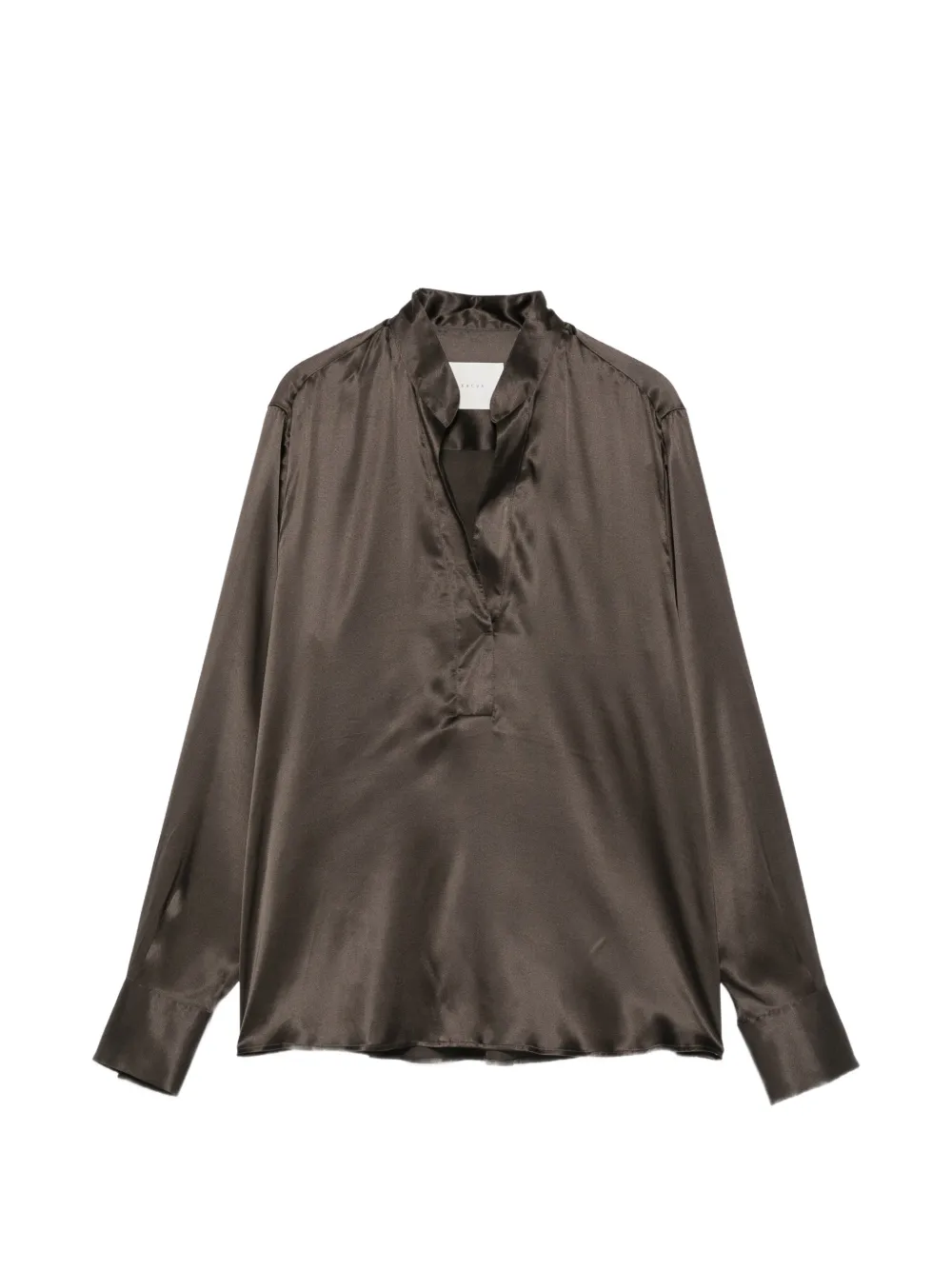 Xacus satin-finish long-sleeve blouse - Marrone