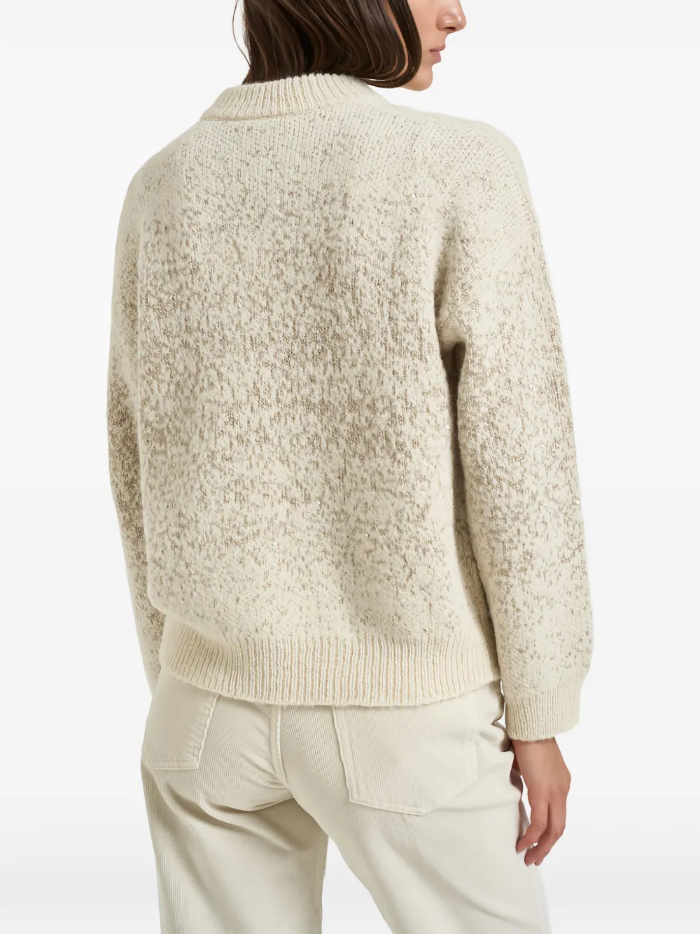 Peserico sequin-embellished bouclé-knit sweater Beige