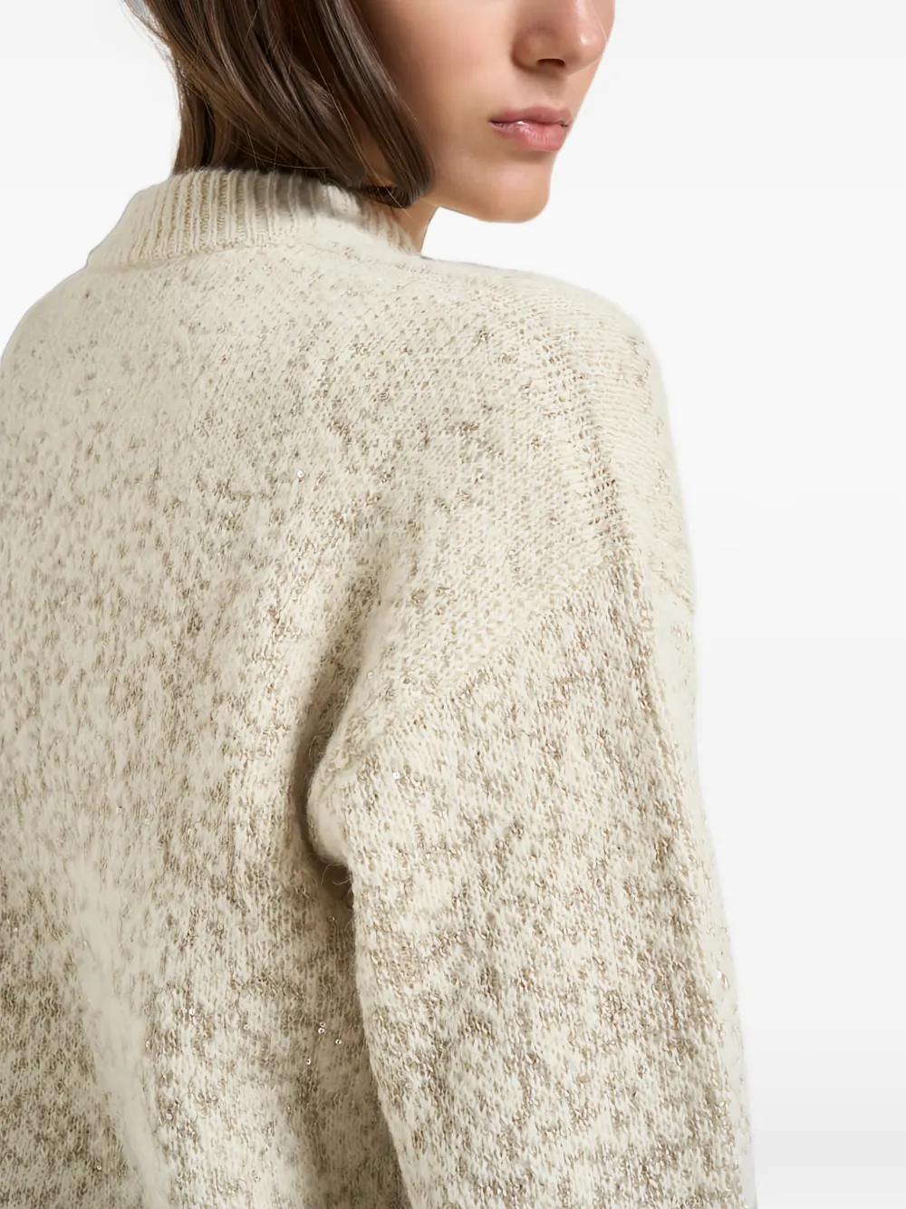Peserico sequin-embellished bouclé-knit sweater Beige