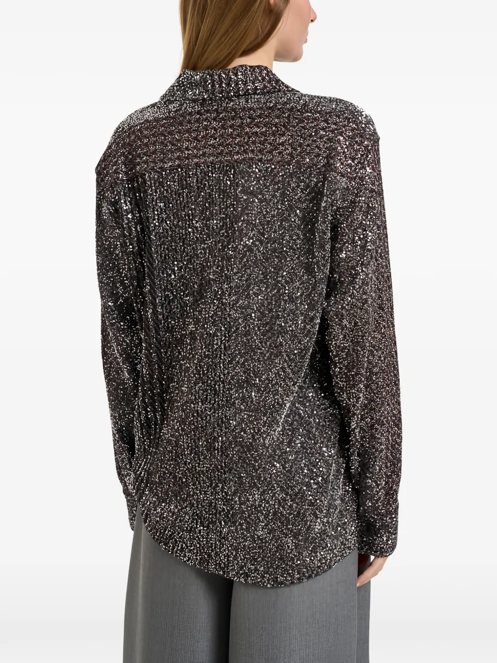 Missoni sequin-embellished zigzag-knit shirt Grijs