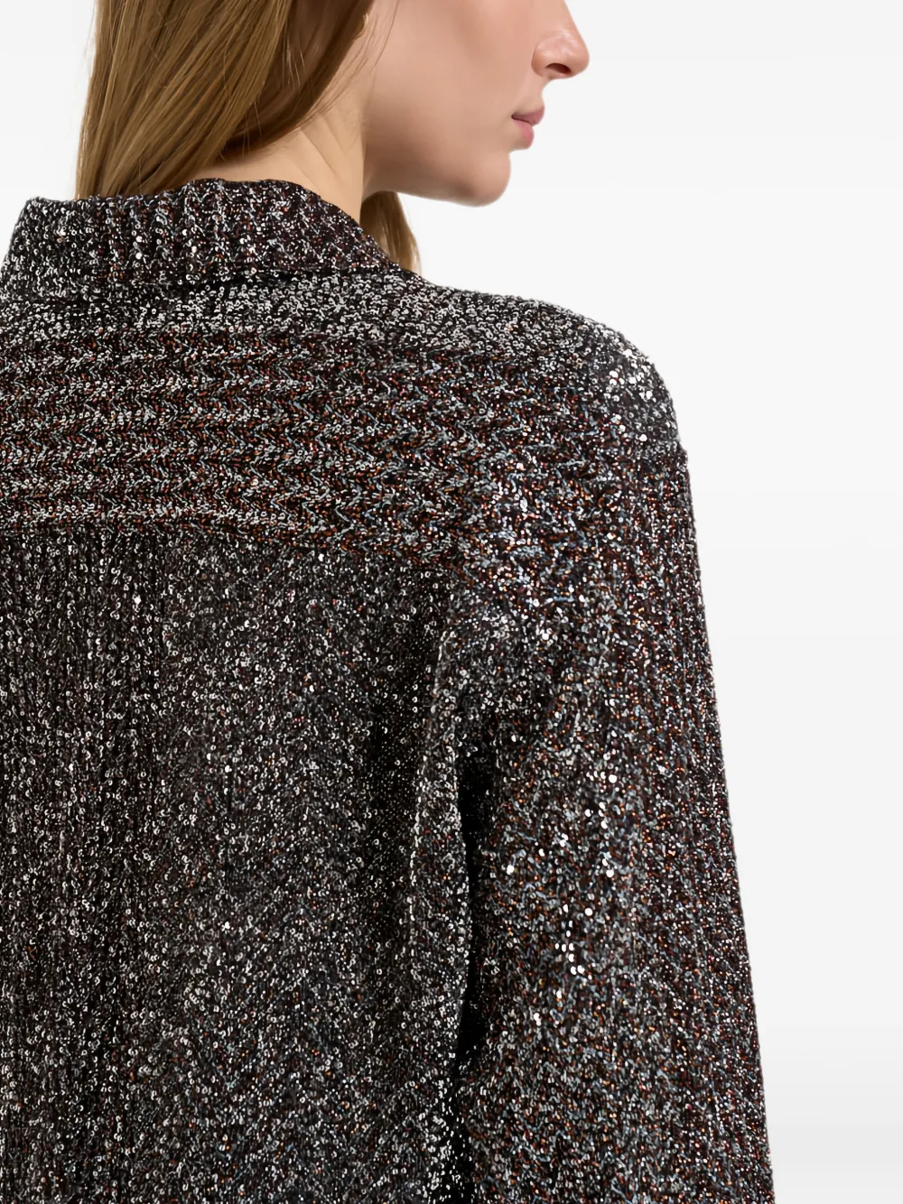 Missoni sequin-embellished zigzag-knit shirt Grijs