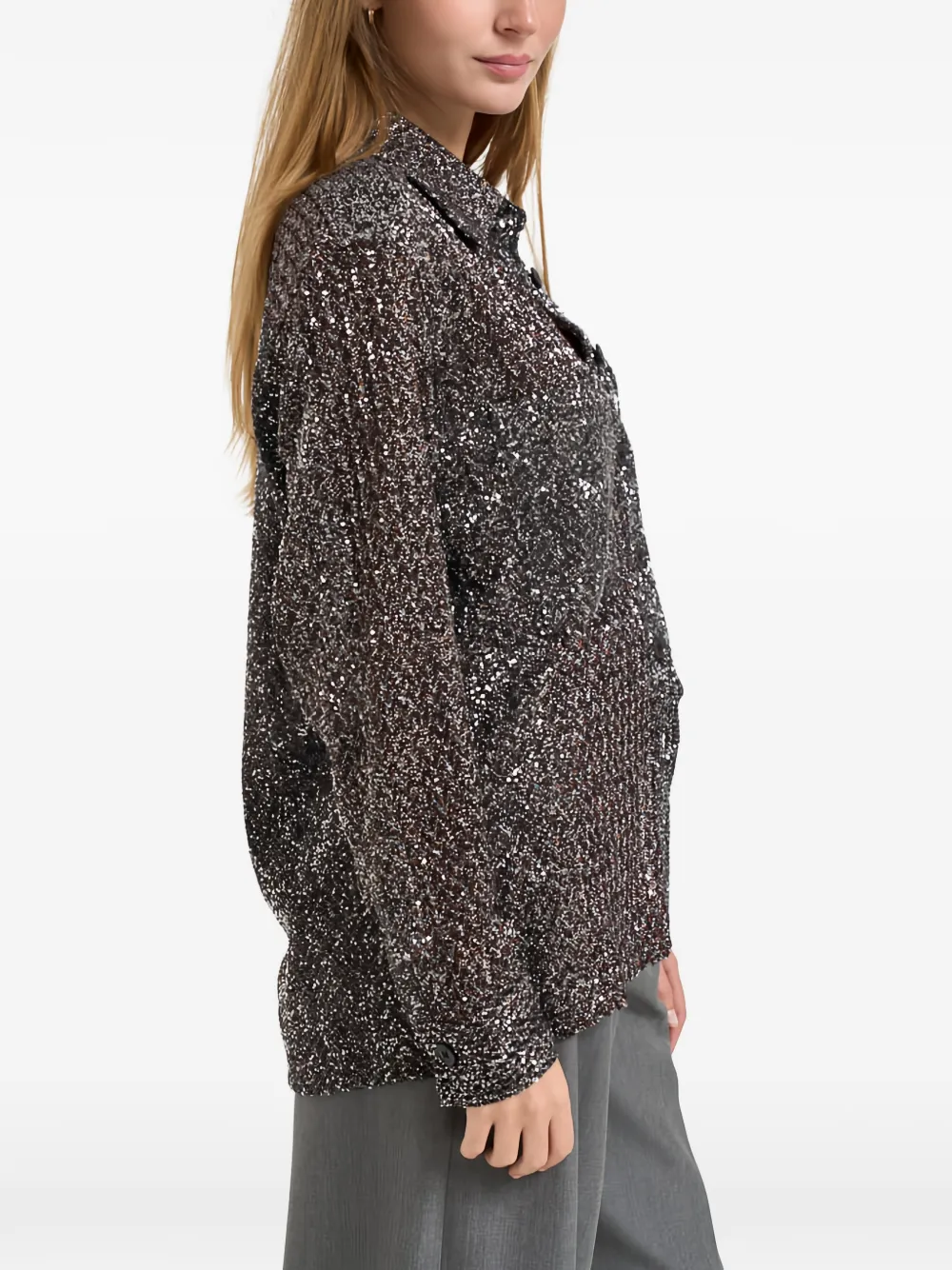 Missoni sequin-embellished zigzag-knit shirt Grijs