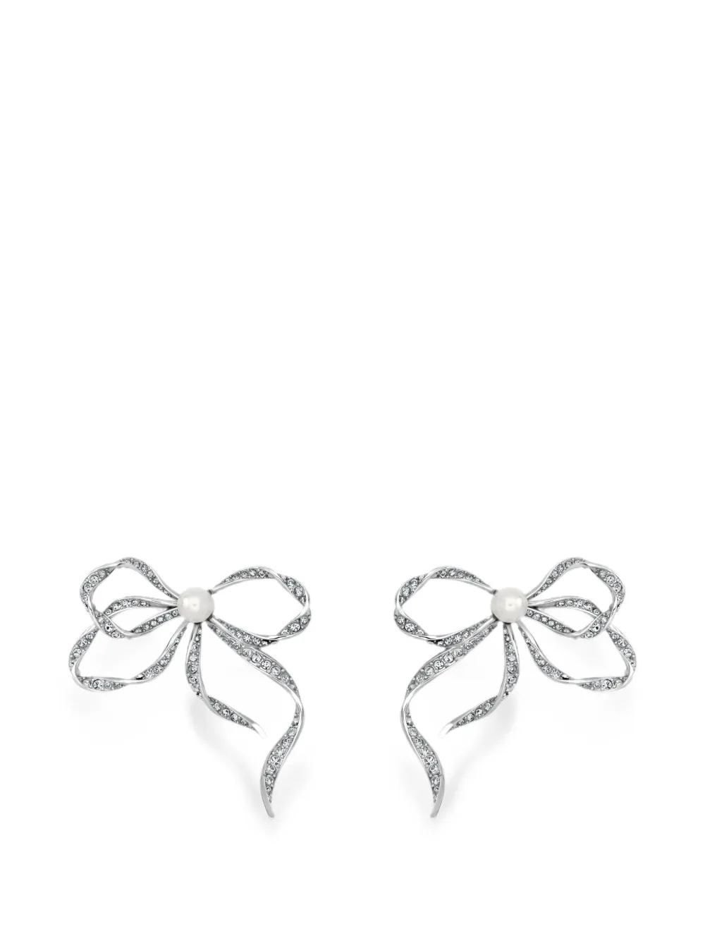 Oscar de la Renta Orecchini Ribbon Bow con cristalli - Argento
